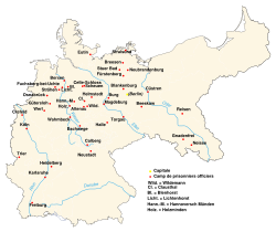 Map showing the locations of the principal officers' camps.