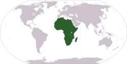 World map showing Africa (geographically).