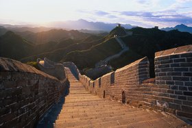 The Great Wall of China, stretching over 6700 km, was first erected in the 3rd century B.C. to protect the north from nomadic invaders and has been rebuilt several times since.