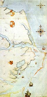 1584 map of Chesapeake Bay by John White